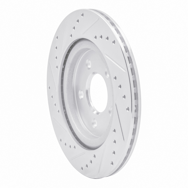 Ford Mustang Brake Rotor (1) - Rear Right - R1 Concepts - Drilled & Slotted - Silver - `05-`14